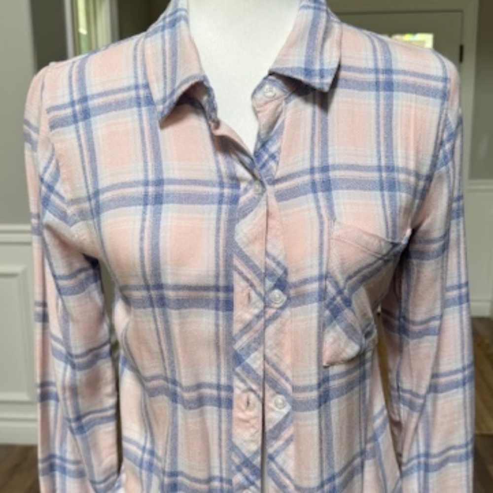 RAILS: Women's Pink & Purple/Blueish Plaid Long Sleeve Button Up Shirt - Size XS